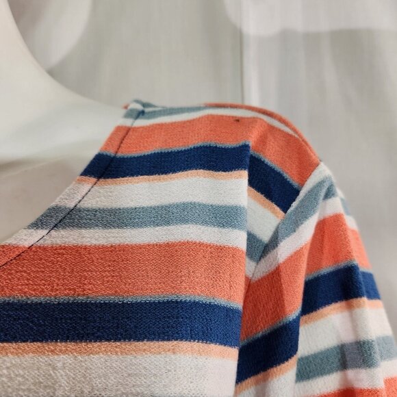 Ruby Rd Women's Multicolor 3/4 Bell Sleeve Striped Knit Top Blouse Size 2X (12) - Picture 4 of 11